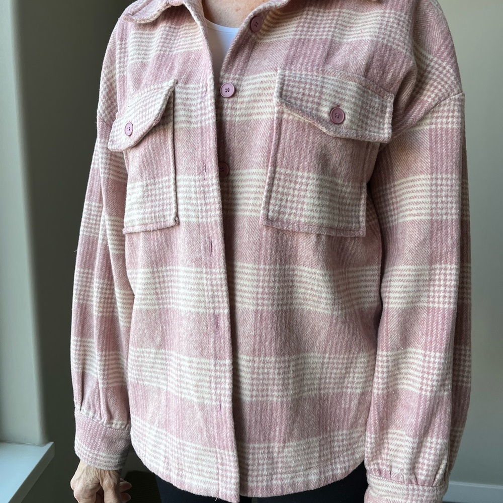 Women's Pink Plaid Utility Jacket